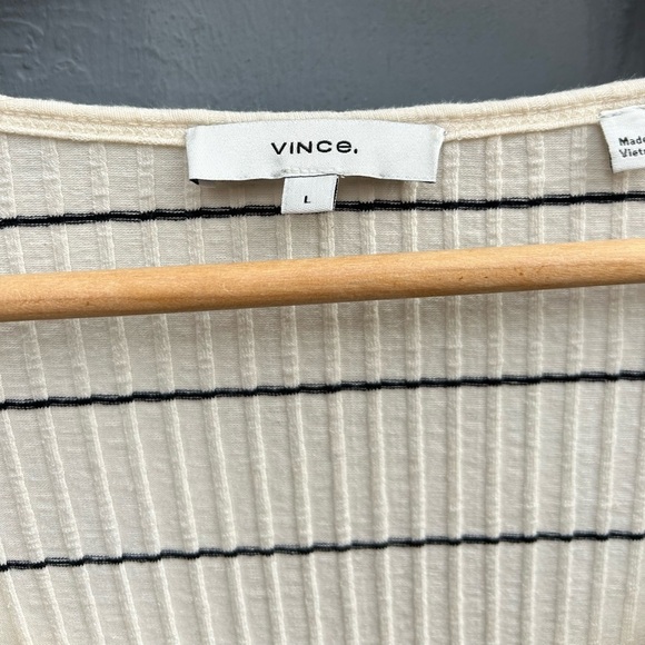 Vince Ribbed Striped Tee, Large - Picture 6 of 7